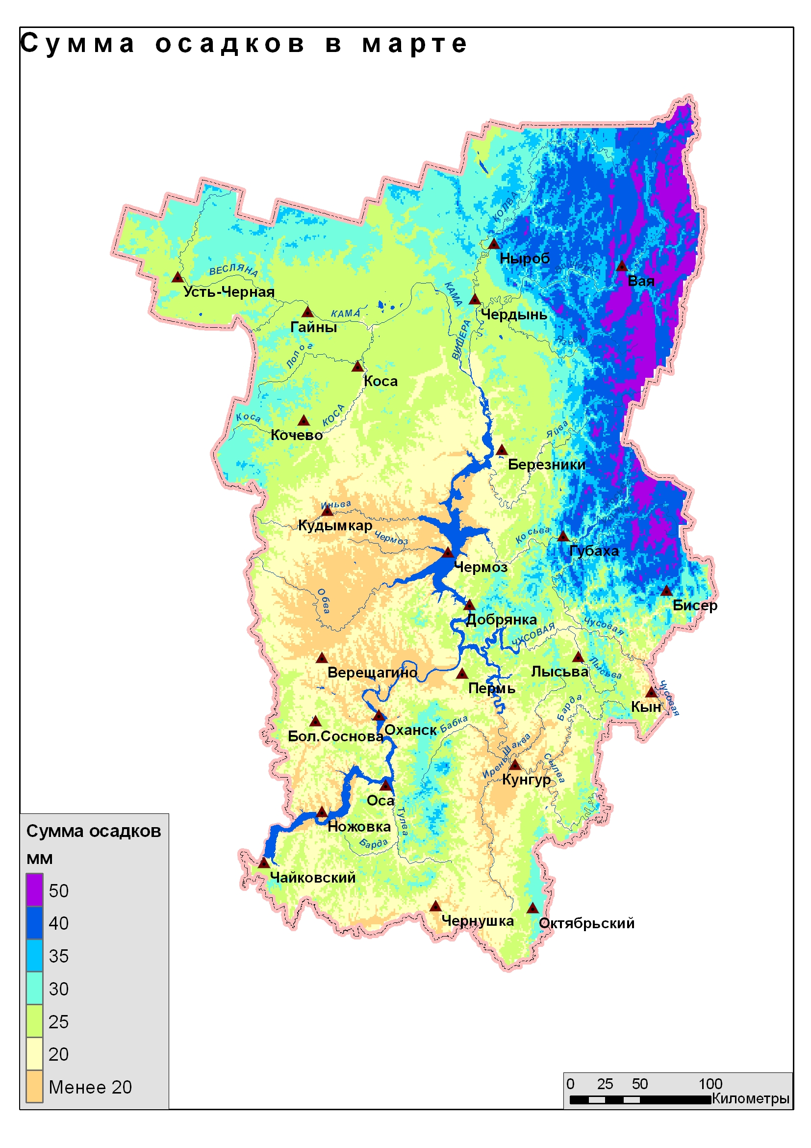 Карта с осадками пермь